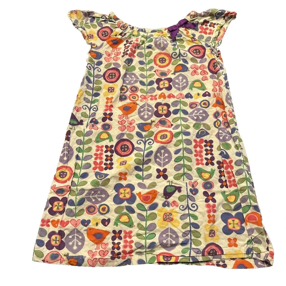 Hanna Andersson Girls Dress Size 140 US 10 Floral Cotton Spring Summer Play‎